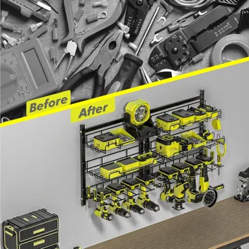 Amoowis 4-Slots 3-Layer Power Tool Organizer Wall Mount