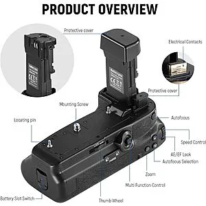 NEEWER Battery Grip Replacement for BG-R10 Compatible with Canon EOS R5 R5C R6 R6 Mark II Mirrorless Cameras, Powered by LP-E6/LP-E6N/LP-E6NH Batteries for Stable Vertica