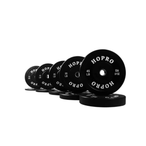 260 lb BalanceFrom HOPRO Olympic Bumper Plate Weight Plate with Steel Hub Set (Black)