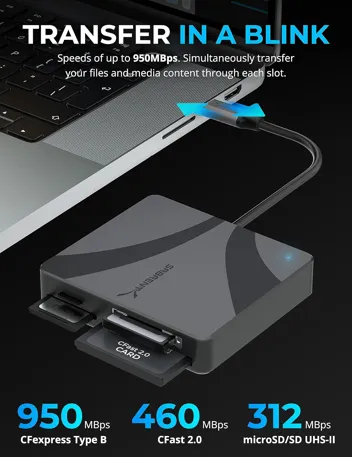 Sabrent USB-C SD & microSD UHS-II Card Reader