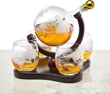 850ml Whiskey Decanter Globe Set w/ 2 Glasses