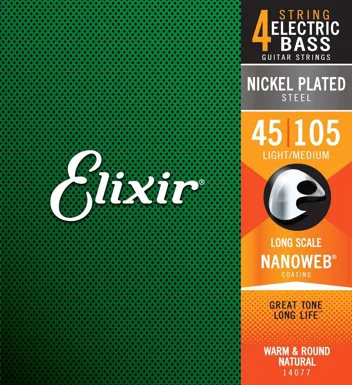 Elixir Nickel Plated Steel 5-String Bass Strings w NANOWEB Coating (Long Scale, Light / .045-.130)