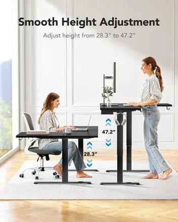 Huanuo 63x40" Dual Motor L-Shaped Standing Desk