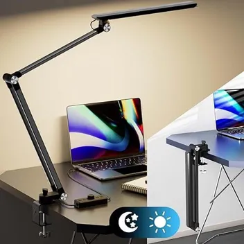 1000-Lumen Stepeless Adjustable Desk Lamp with Clamp