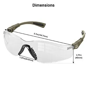 xaegistac Shooting Glasses Anti-fog Shooting Range Eye Protection, Adjustable Safety Glasses with Zipper Hard Case (khaki frame clear lens)