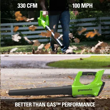 48V (2 x 24V) Greenworks Brushless Cordless Axial Blower w/ (2) 4.0Ah USB Batteries & Dual Port Rapid Charger