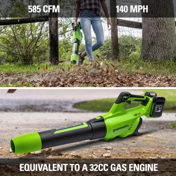 48V (2 x 24V) Greenworks Brushless Cordless Axial Blower w/ (2) 4.0Ah USB Batteries & Dual Port Rapid Charger