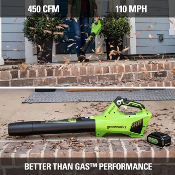 48V (2 x 24V) Greenworks Brushless Cordless Axial Blower w/ (2) 4.0Ah USB Batteries & Dual Port Rapid Charger