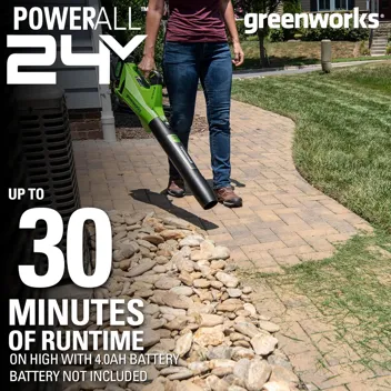 48V (2 x 24V) Greenworks Brushless Cordless Axial Blower w/ (2) 4.0Ah USB Batteries & Dual Port Rapid Charger