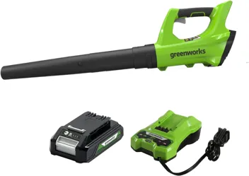 48V (2 x 24V) Greenworks Brushless Cordless Axial Blower w/ (2) 4.0Ah USB Batteries & Dual Port Rapid Charger