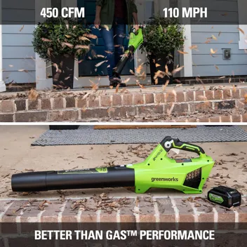 48V (2 x 24V) Greenworks Brushless Cordless Axial Blower w/ (2) 4.0Ah USB Batteries & Dual Port Rapid Charger