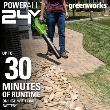 48V (2 x 24V) Greenworks Brushless Cordless Axial Blower w/ (2) 4.0Ah USB Batteries & Dual Port Rapid Charger