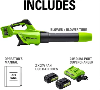 48V (2 x 24V) Greenworks Brushless Cordless Axial Blower w/ (2) 4.0Ah USB Batteries & Dual Port Rapid Charger