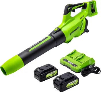 48V (2 x 24V) Greenworks Brushless Cordless Axial Blower w/ (2) 4.0Ah USB Batteries & Dual Port Rapid Charger