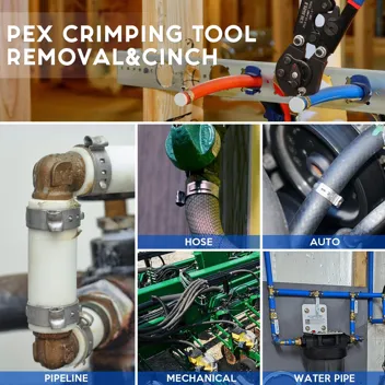 Ouru 2-in-1 3/8"-1" Pex Crimping Tool Cinch & Remove Combo Tool with Pex Cutter, Pex Clamps