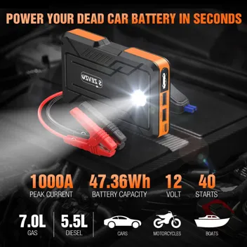 S Zevzo 1000A Peak Portable Jump Starter (Up to 7L Gas, 6.5L Diesel)