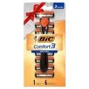 [S&S]: Comfort 3 Hybrid Men's Disposable Razor (1 Handle w/ 6 Cartridges)