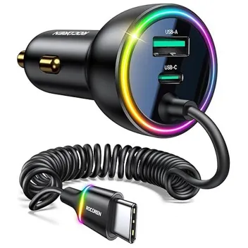 70W 2-USB Car Charger with 5.2ft 35W USB-C Cable