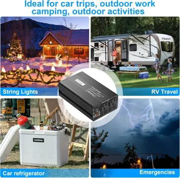 300W 12V DC to 110V AC Power Inverter with Cooling Fan, USB Ports