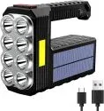 Sjpro Rechargeable 8-LED Handheld Solar Flashlight w/ COB Sidelight