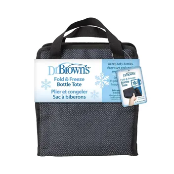 Dr. Brown's Fold & Freeze Bottle Tote, Breastfeeding Essential Cooler Bag, 6 Baby Bottles Milk Storage