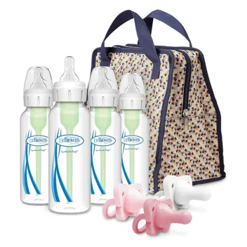 Dr. Brown's Fold & Freeze Bottle Tote, Breastfeeding Essential Cooler Bag, 6 Baby Bottles Milk Storage