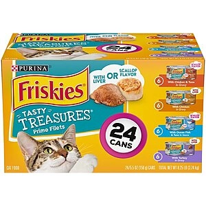 Friskies Tasty Treasures Gravy Prime Filets Variety Pack Wet Cat Food, 5.5-oz can, case of 24