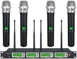 UHF-04M 4-Channel Wireless Handheld Microphone System, 517.6/521.5/533.7/537.2mHz S1234