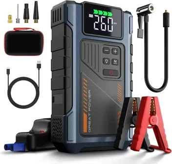 W100 2500A Car Battery Jump Starter with 150PSI Tire Inflator