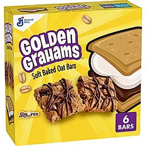 Grahams S'mores Soft Baked Oat Bars, Chewy Snack Bars, 6 ct