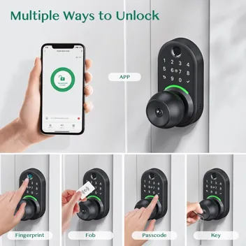 Keyless Entry Fingerprint Keypad Smart Door Lock Knob with 2x Cards