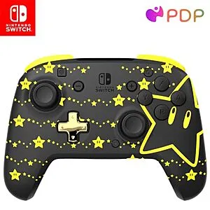 PDP REMATCH Enhanced Wireless Nintendo Switch Pro Controller, Mario Super Star Glow in the Dark