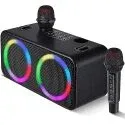 Fansbe 15W LED Light Bluetooth Karaoke Machine with 2x Wireless Microphones