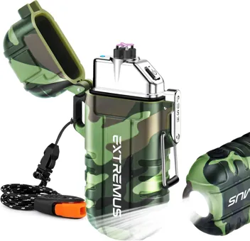 Blaze 360 Rechargeable Electric Dual Arc Plasma Lighter with Built-in Flashlight, Whistle Lanyard