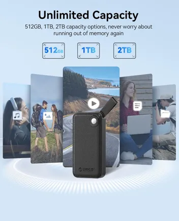 Orico B20 1TB Portable Solid State Drive (Up to 2000MB/s) with 2-in-1 Cable