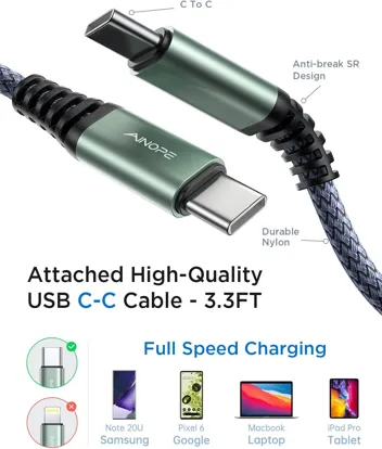 Ainope 67.5W USB-C Car Charger with 3.3ft Type-C Nylon Cable