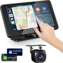 Apokamori 7" Wireless Touch Screen Portable Apple Carplay with Rear Back-up Camera