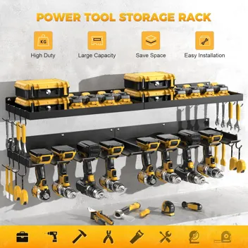 Getsrichfc 4-Drill Power Tool Organizer Wall Mounted Shelves