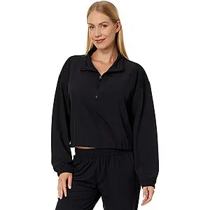 1/4-Zip Woven Top (Black)