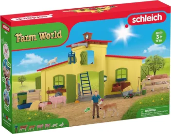 92-Piece Farm World: Large Farm w/ Animals & Accessories (Yellow