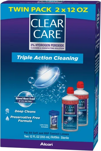 Clear Care 12oz Cleaning & Disinfecting Solution w/ Lens Case (Twin Pack)