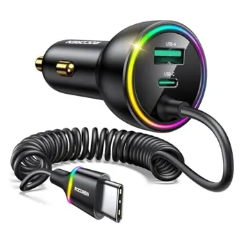 70W 2-USB Car Charger with 5.2ft 35W USB-C Cable