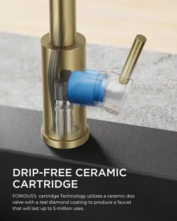 Forious Pull Down Sprayer Kitchen Faucet (Stainless Steel)