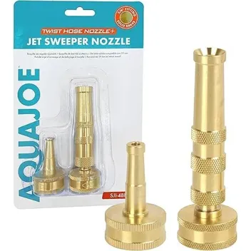 Aqua Joe Ultimate Solid Brass Adjustable Twist Nozzle with Bonus Jet Sweeper Nozzle