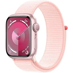 Watch Series 9 GPS 41mm Smart Watch Pink Aluminum Case w/ Light Pink Sport Loop