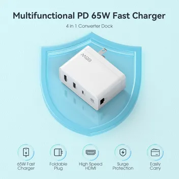 PowerAdd Pro 65W 4-in-1 GaN Nintendo Switch Charger & Dock with HDMI