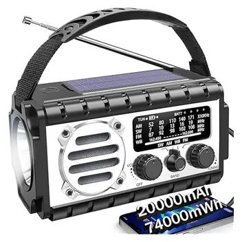 Qauyyw Emergency Crank 20000mAh Solar Radio with Flashlight