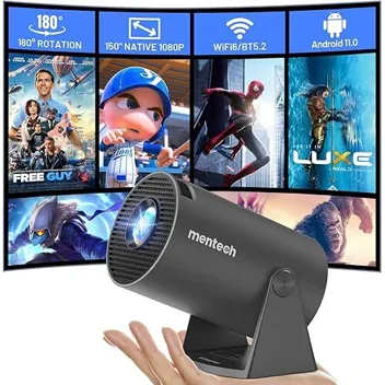 150" 720p Native WiFi Bluetooth Android TV Mini Projector