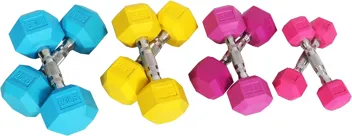 Signature Fitness Colored Rubber Encased Hex Dumbbell (35LB)