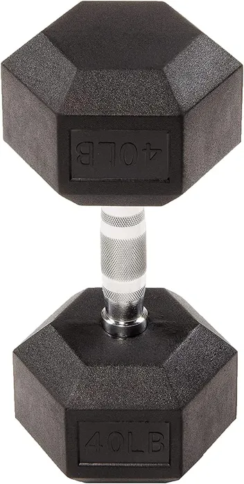 Signature Fitness Colored Rubber Encased Hex Dumbbell (35LB)